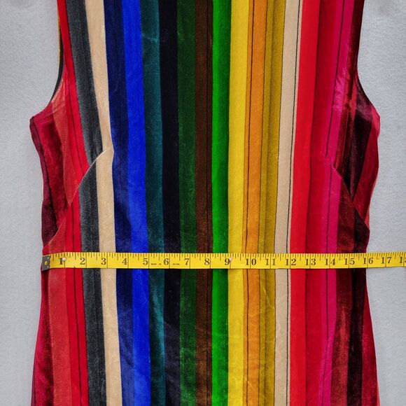 MILLY GINA RAINBOW VELVET SHIFT DRESS, SIZE 4 - Picture 8 of 8